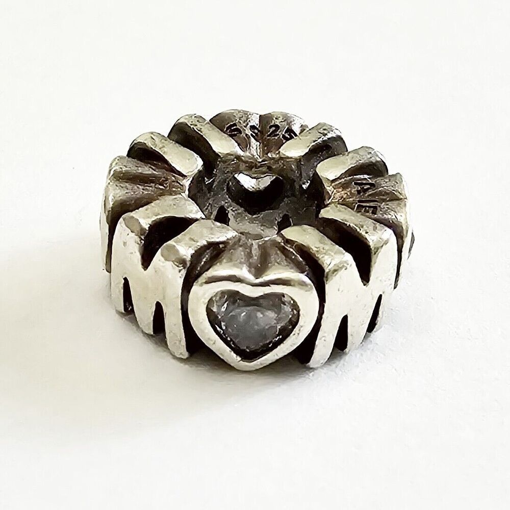 Pandora Mom CZ Hearts 925 ALE Sterling Silver Spacer Beads Charm